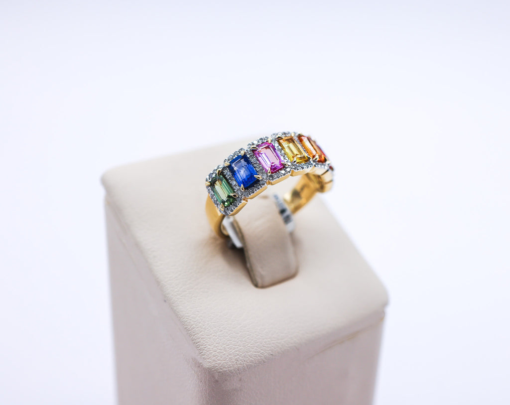 14K gold 0.29 CTW Multi-Colored Diamond Ring