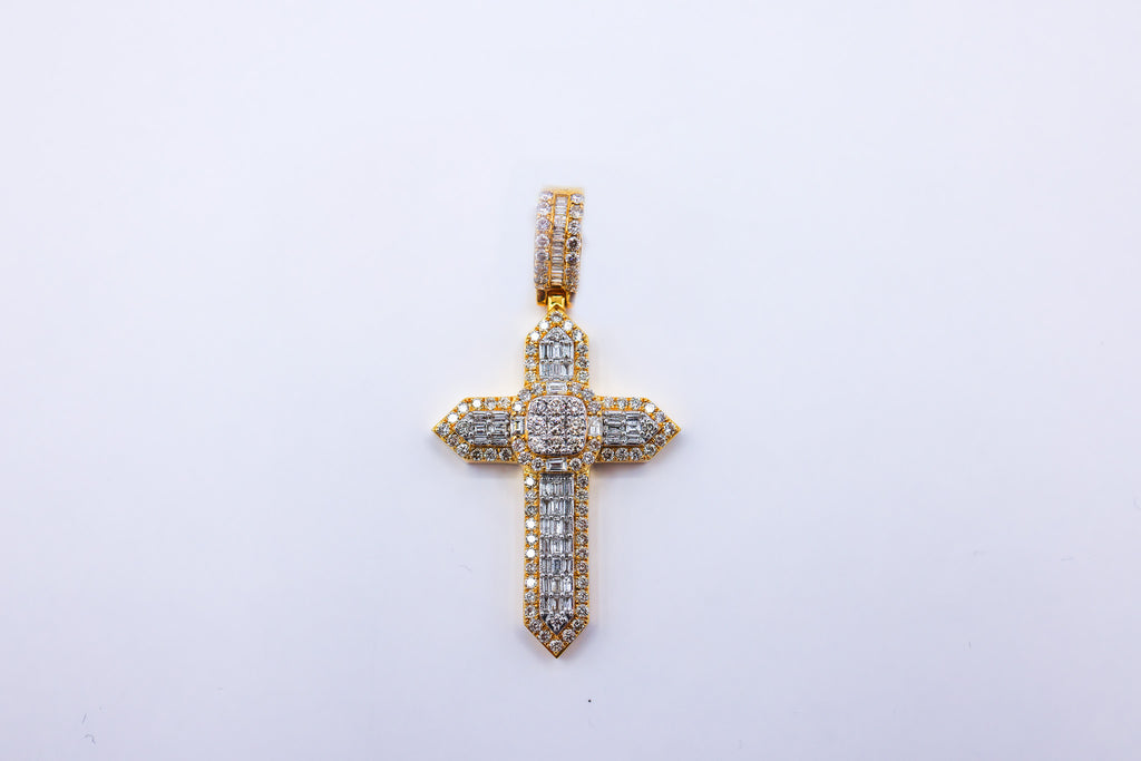Cross Charm 10K Gold 2.52 CTW