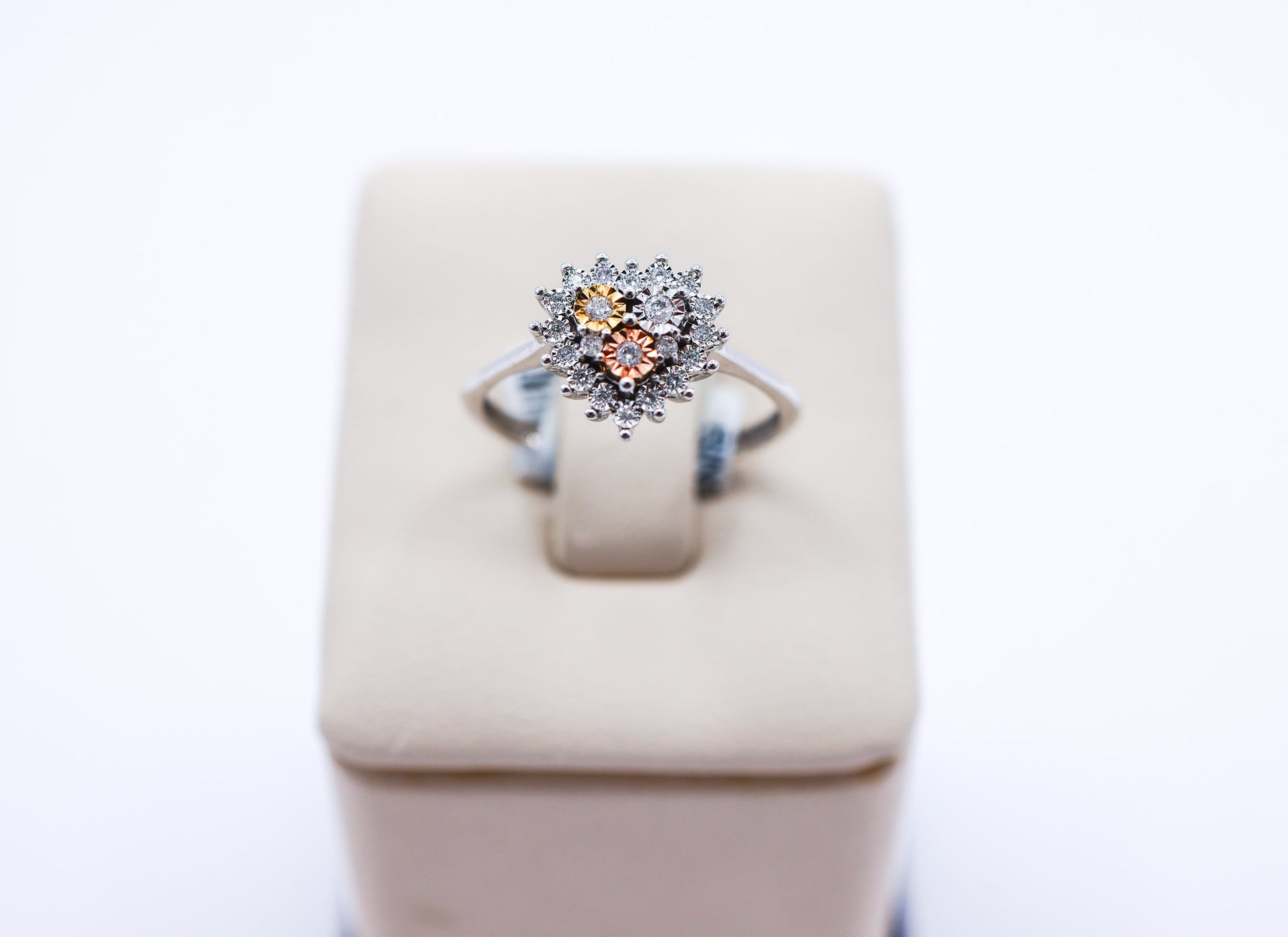 10K gold 0.11 CTW Tri-Tone Heart Diamond Ring