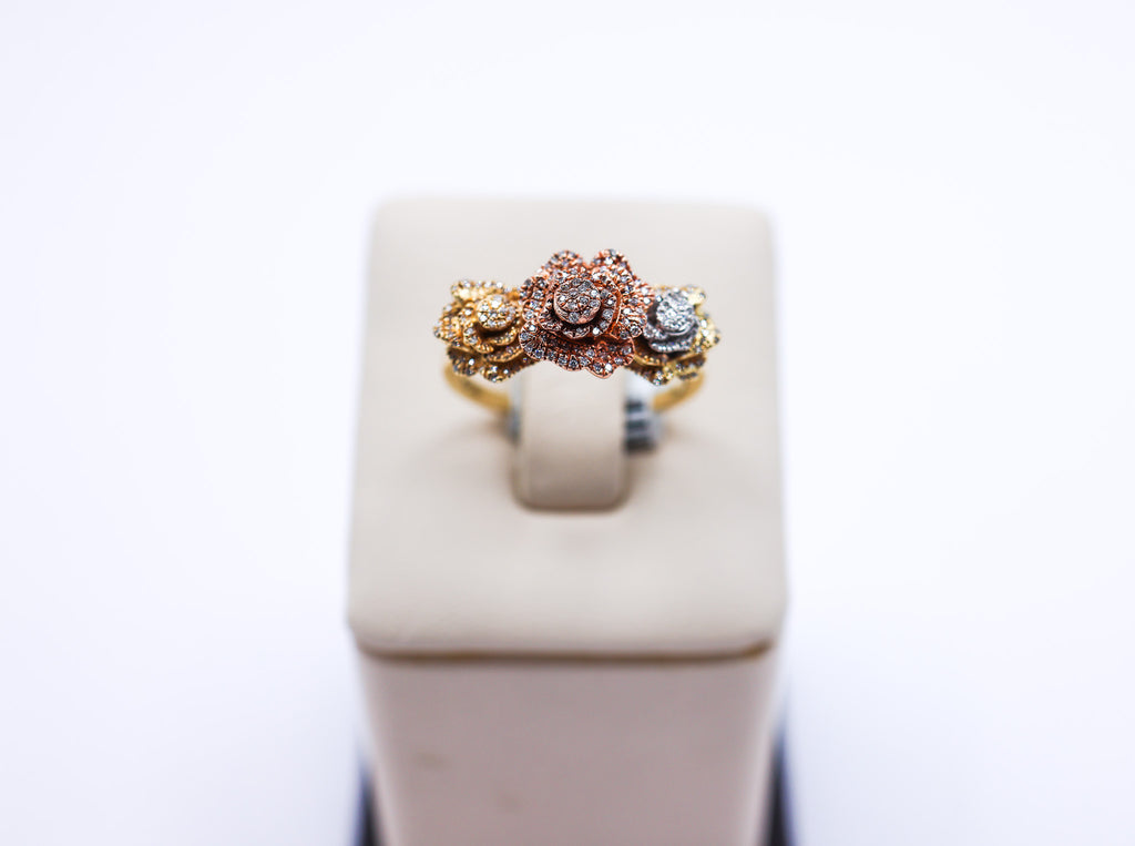 10K Gold 0.27 CTW Tri-Tone Multi-Rose Diamond Ring