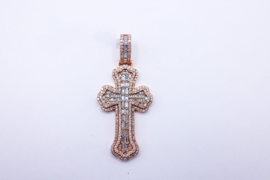 Cross Charm 10K Gold 2.25CTW