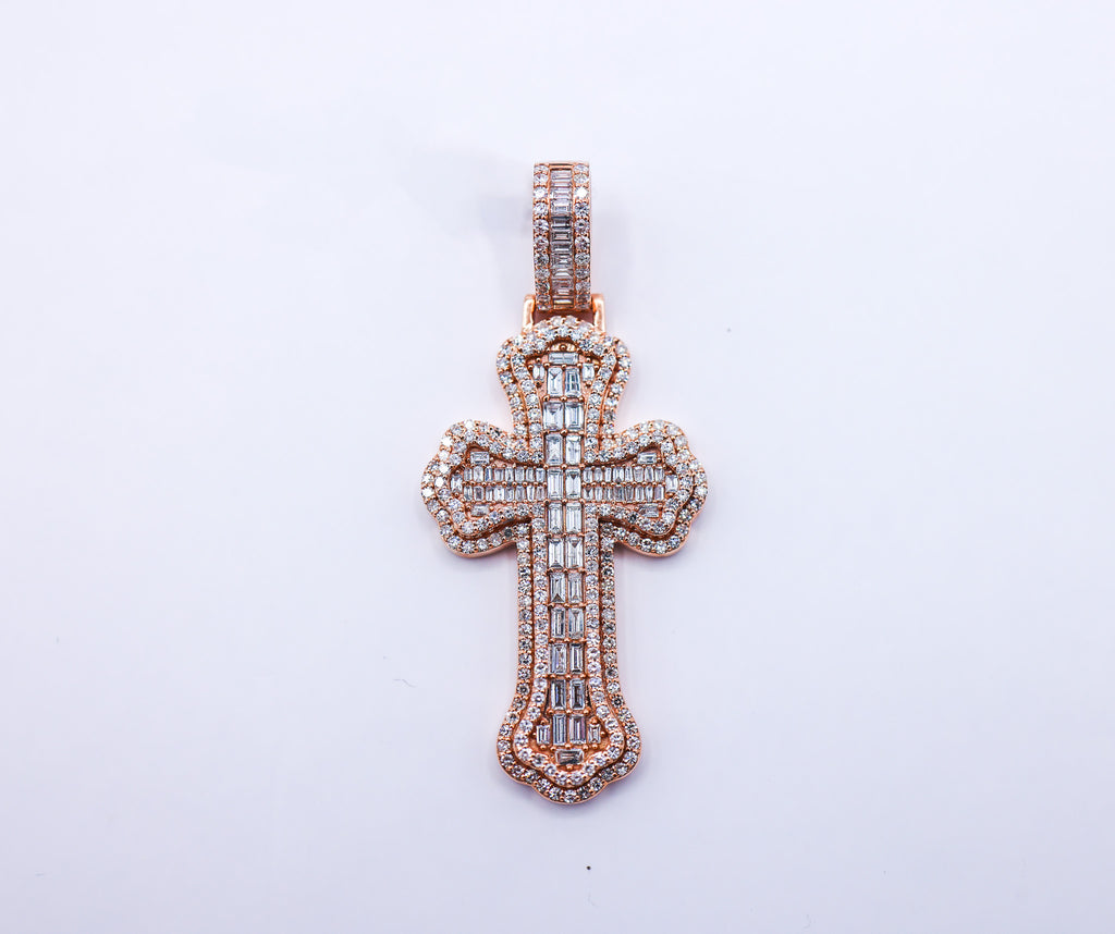 Cross Charm 10K Gold 2.25CTW
