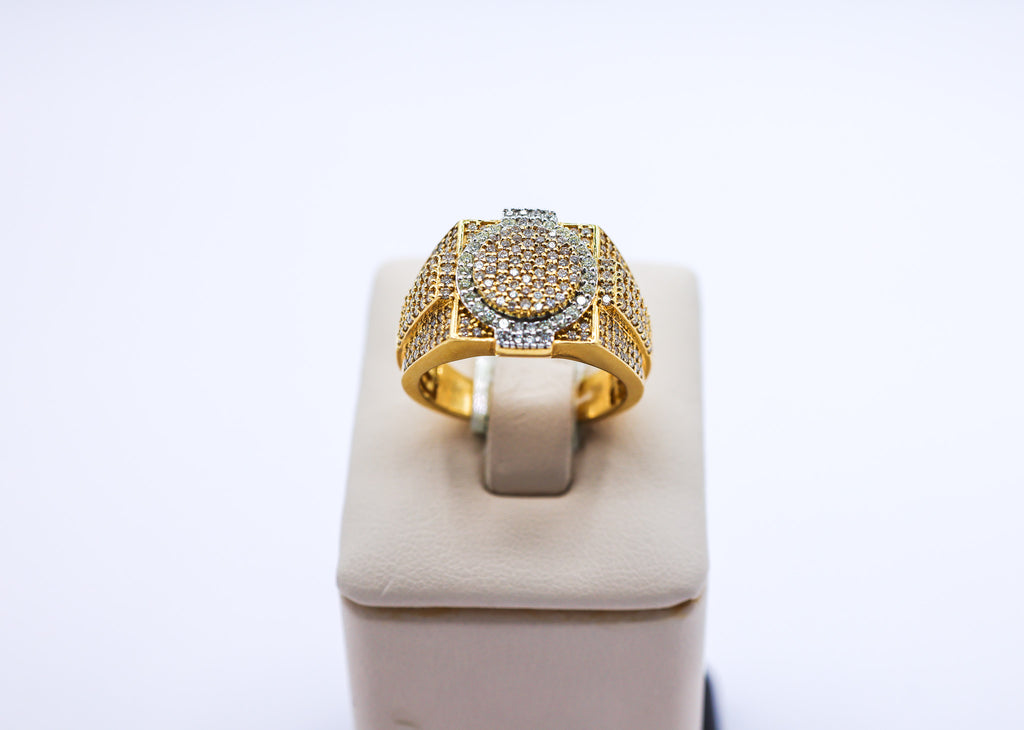 10K Gold 1.45 CTW Two-Tone Designer Mens Diamond Ring