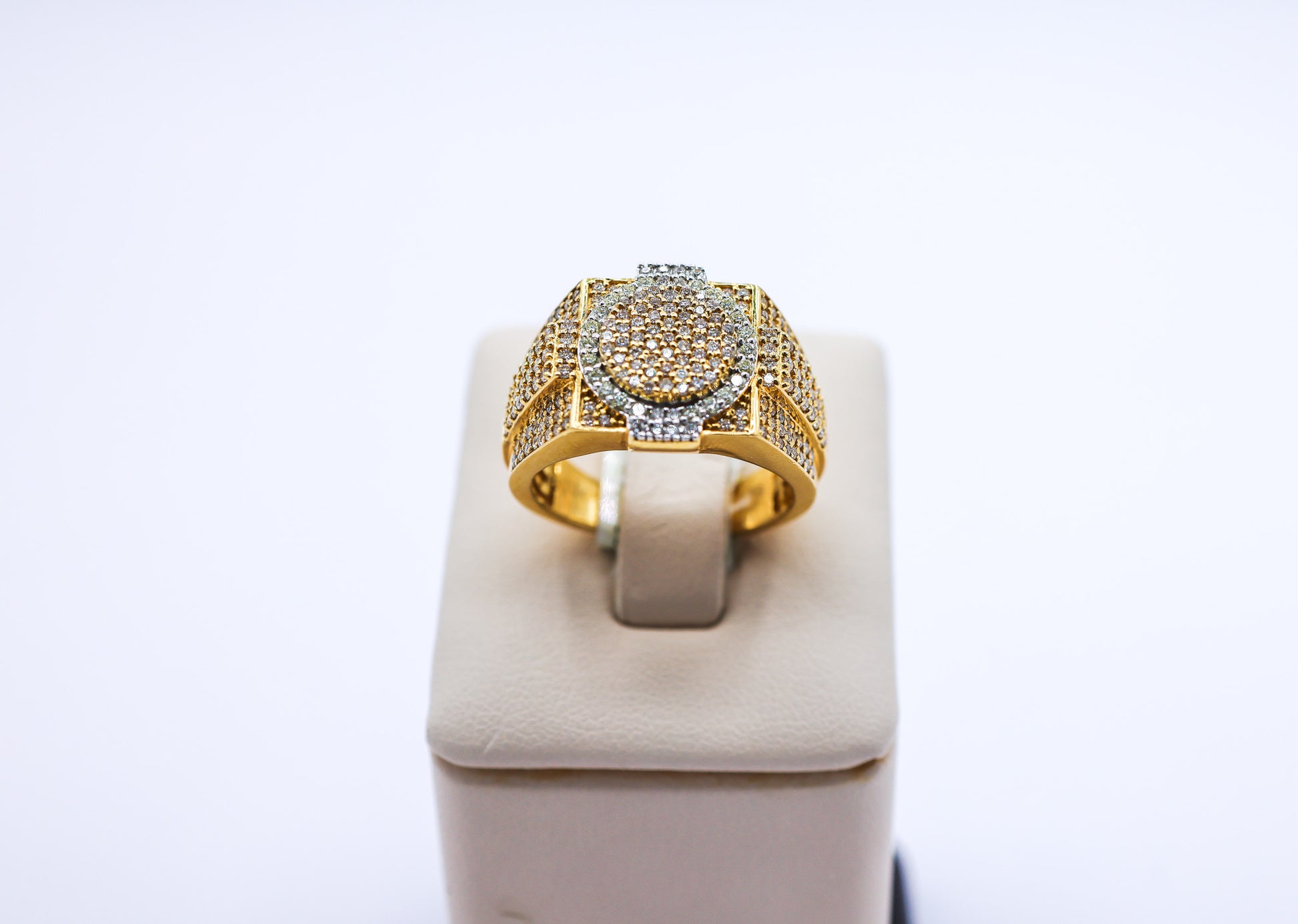 10K Gold 1.45 CTW Two-Tone Designer Mens Diamond Ring