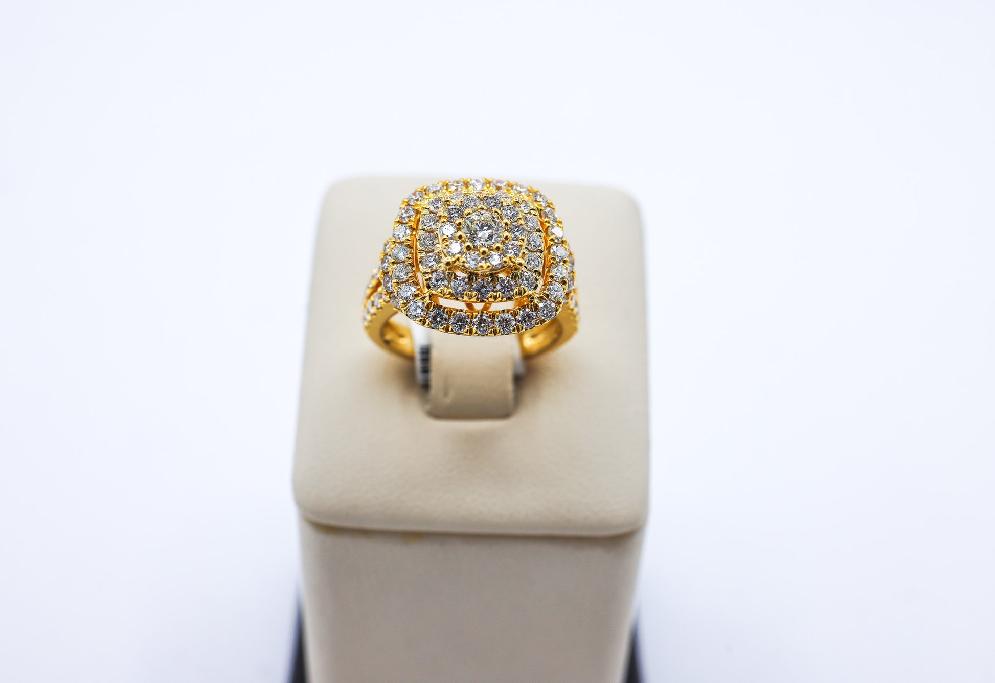 14K Yellow Gold 2.09 CTW Elevated Square Diamond Ring