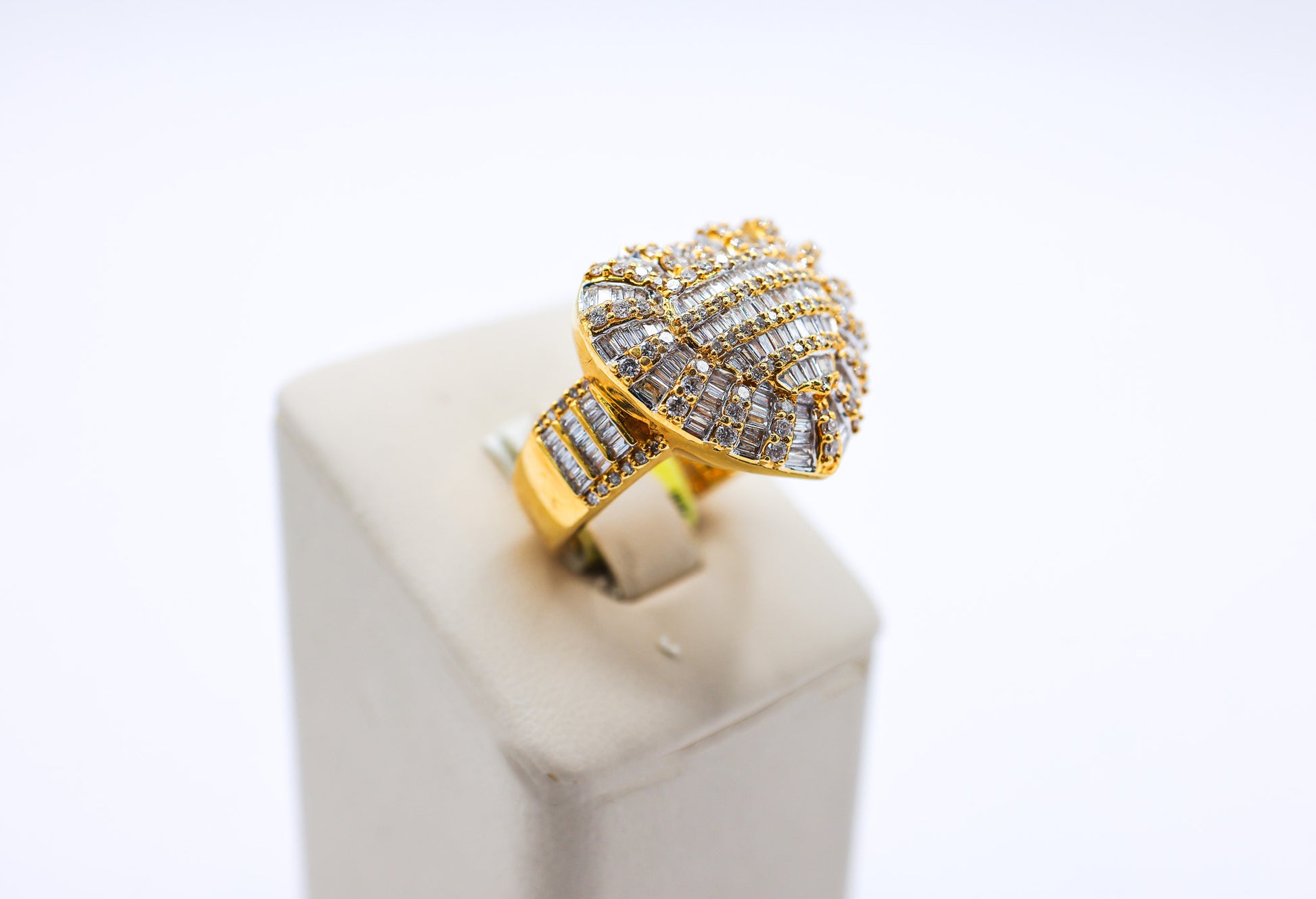10K Gold 2 CTW Baguette Double Heart Diamond Ring