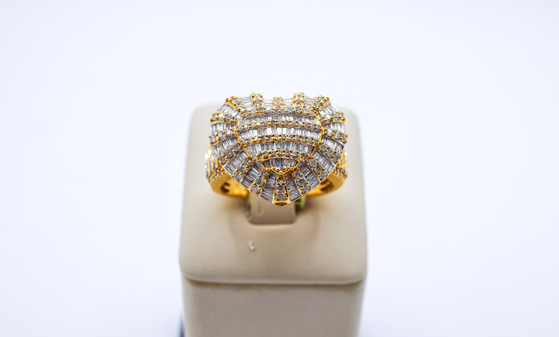 10K Gold 2 CTW Baguette Double Heart Diamond Ring