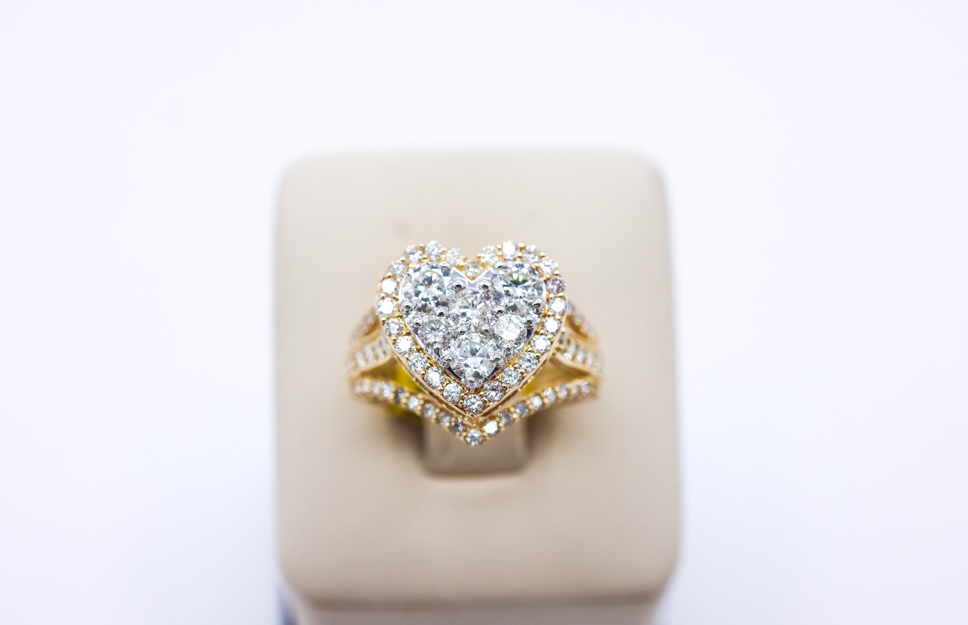 10K 2.07CTW Triple Row Multi-Diamond Heart Ring