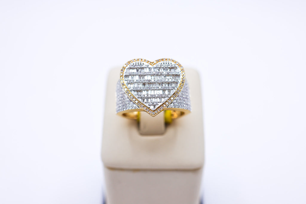 10K 1.25CTW Baguette 3D Heart Multi-Diamond Ring
