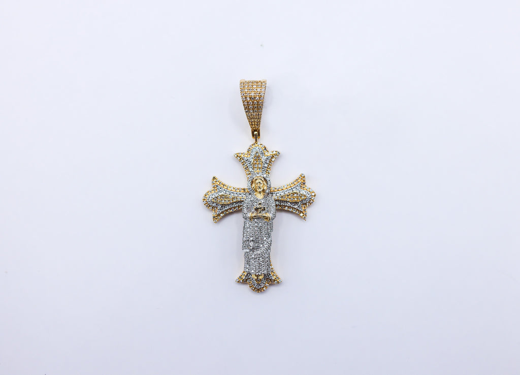 10K 0.60CT D-PENDANT RDS MP "CROSS WITH JESUS"