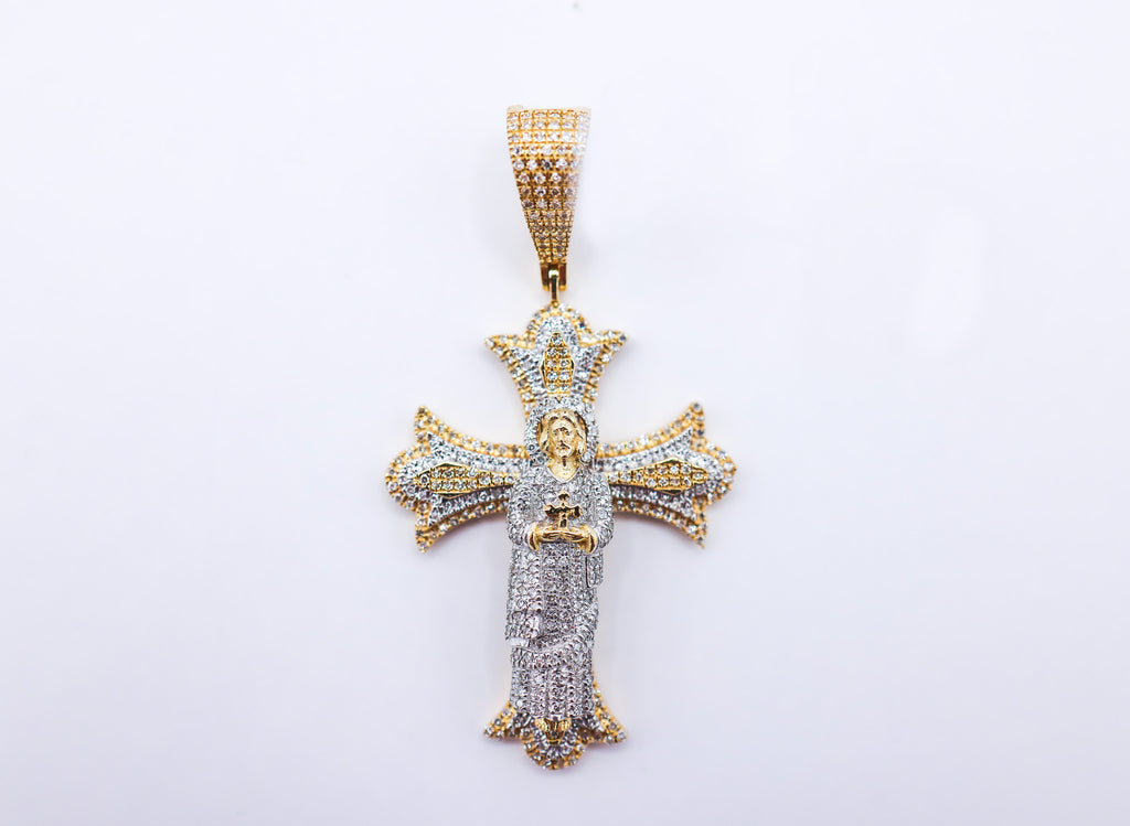 10K 0.60CT D-PENDANT RDS MP "CROSS WITH JESUS"
