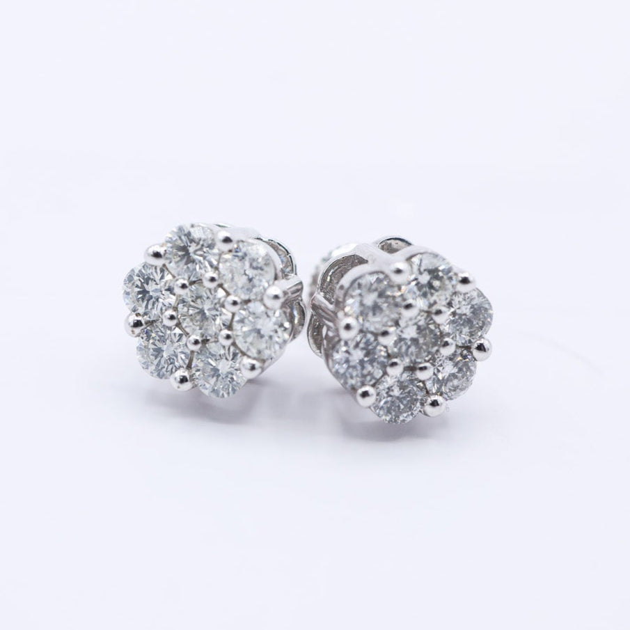 10K 1.98-2.07CT D-EARRING RDS 'FLOWER'