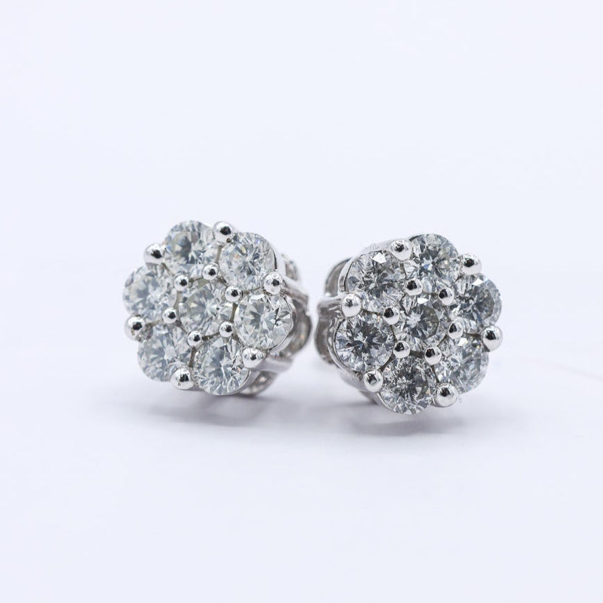 10K 1.98-2.07CT D-EARRING RDS 'FLOWER'