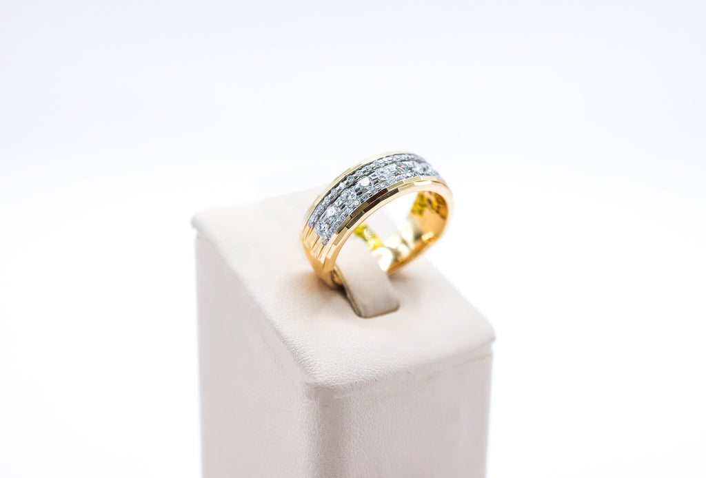 14K 1.11CTW Custom Round Cut Mens Diamond Band