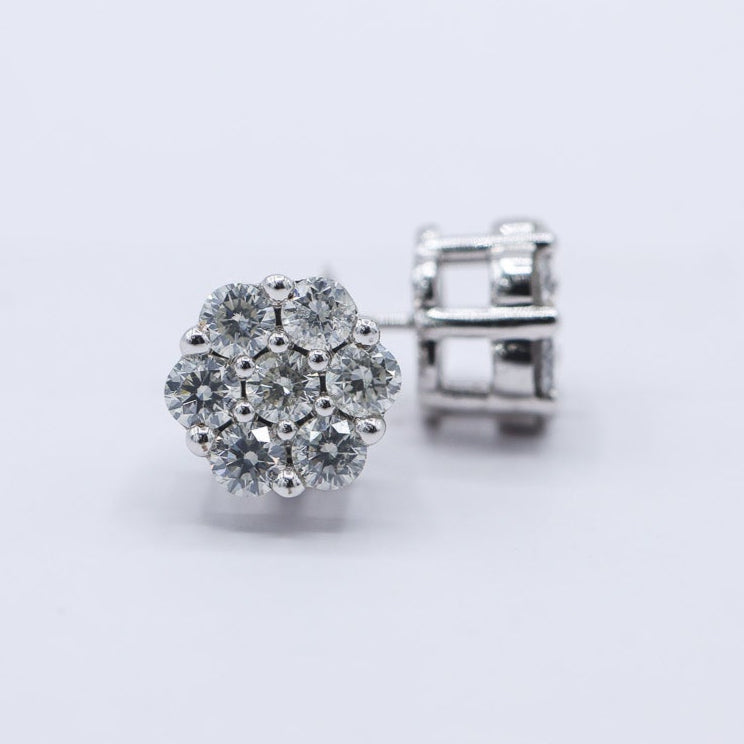 10K 1.98-2.07CT D-EARRING RDS 'FLOWER'