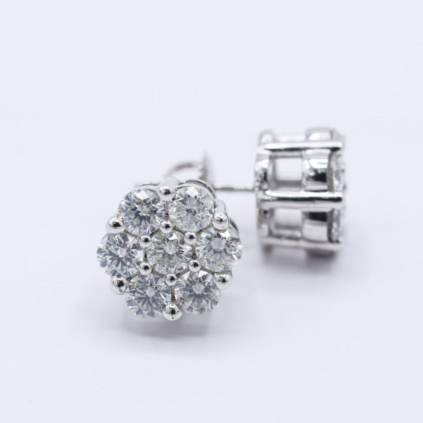 10K 1.98-2.07CT D-EARRING RDS 'FLOWER'