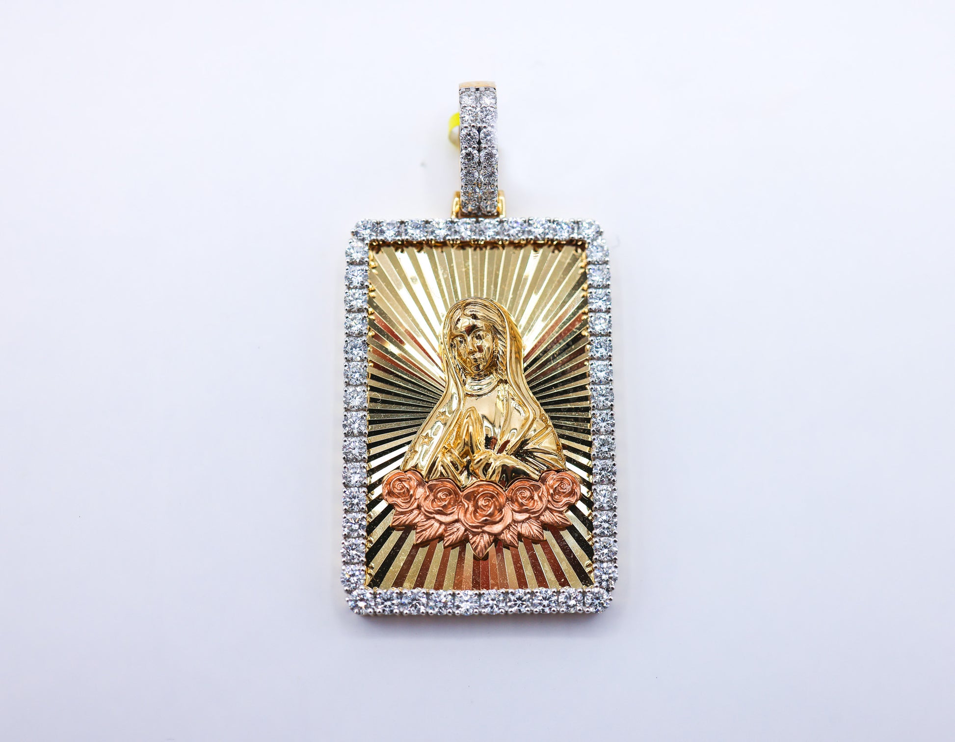 Virgin Mary Charm 10K Gold 2.21 CTW