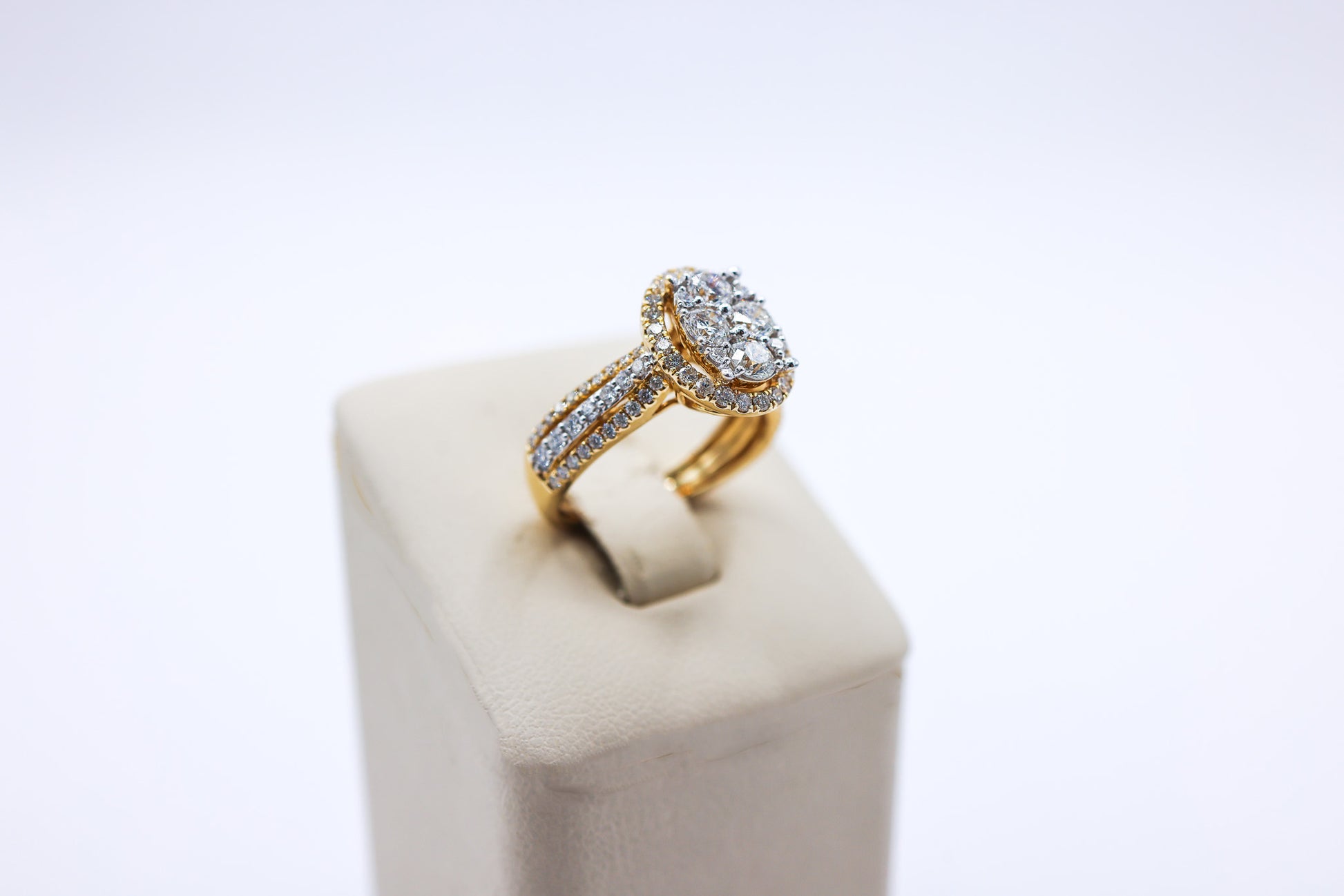 14K 1.44CTW Oval Cluster Halo Diamond Bridal Ring