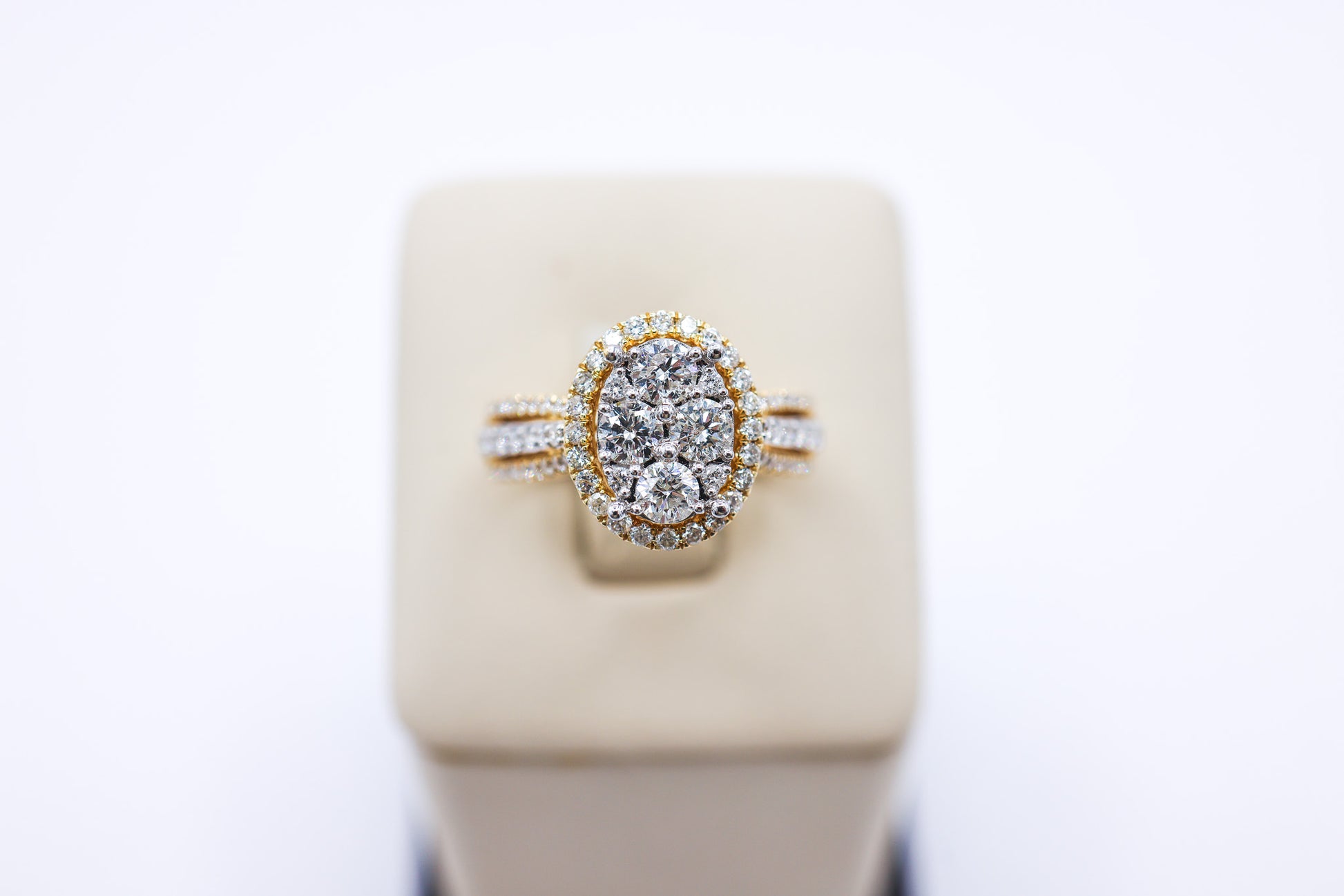 14K 1.44CTW Oval Cluster Halo Diamond Bridal Ring