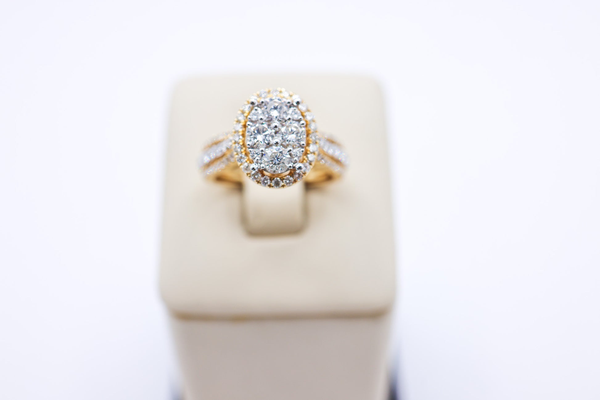 14K 1.44CTW Oval Cluster Halo Diamond Bridal Ring