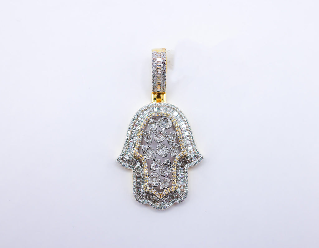 10K 1.34CT D-PENDANT BAG/RDS "HAMSA HAND"