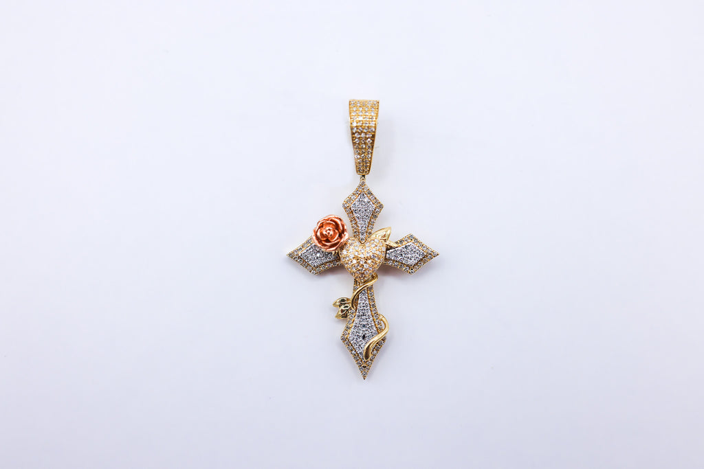 Flower Cross 10K gold 0.45 CTW