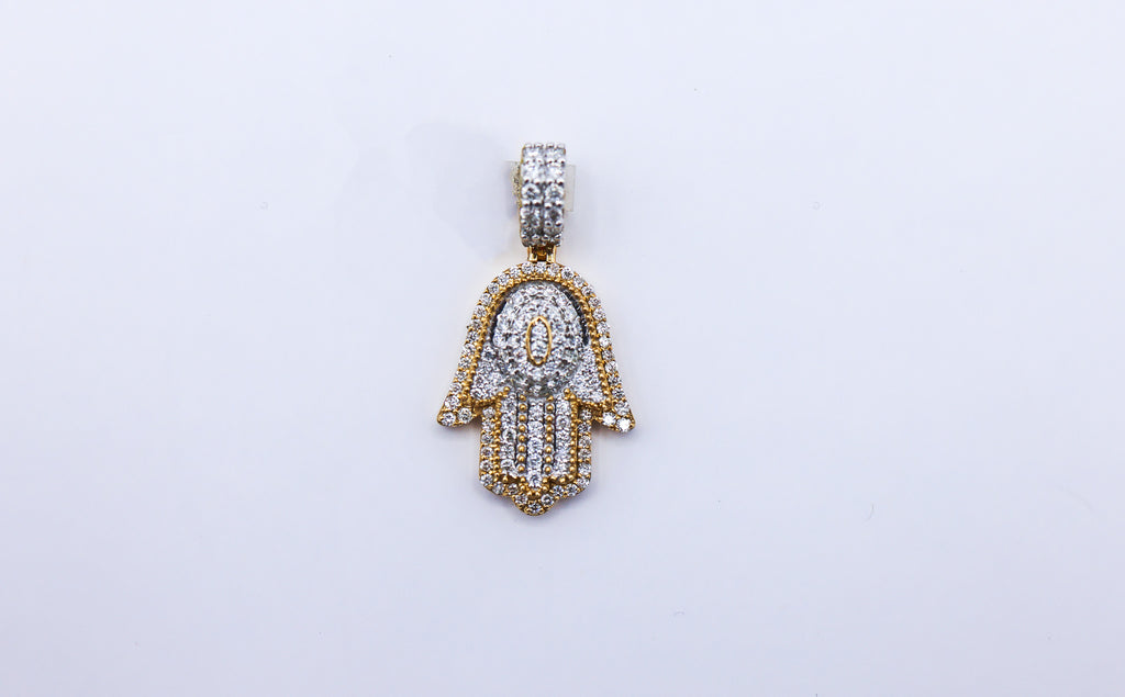 Hamsa hand Charm 10K 0.84 CTW