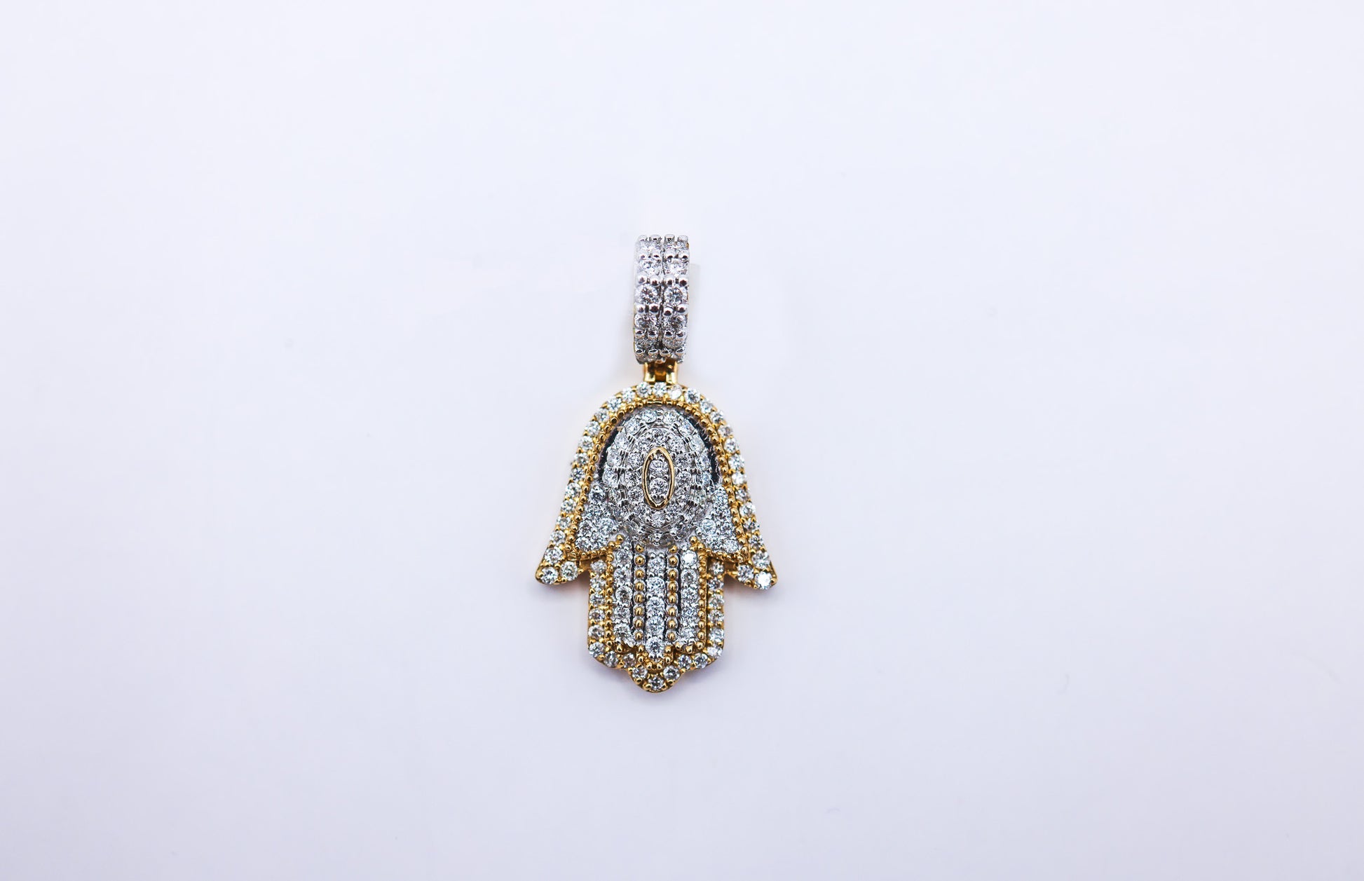 Hamsa hand Charm 10K 0.84 CTW