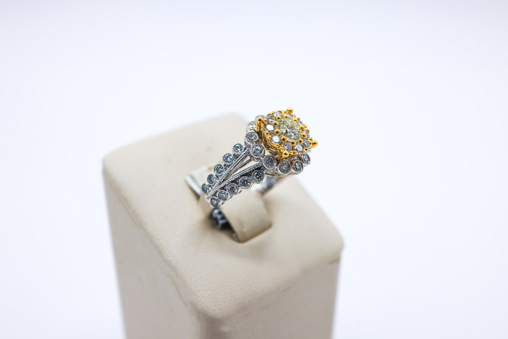 14K Gold 1.51 CTW Flower Double Row Ladies Diamond Ring