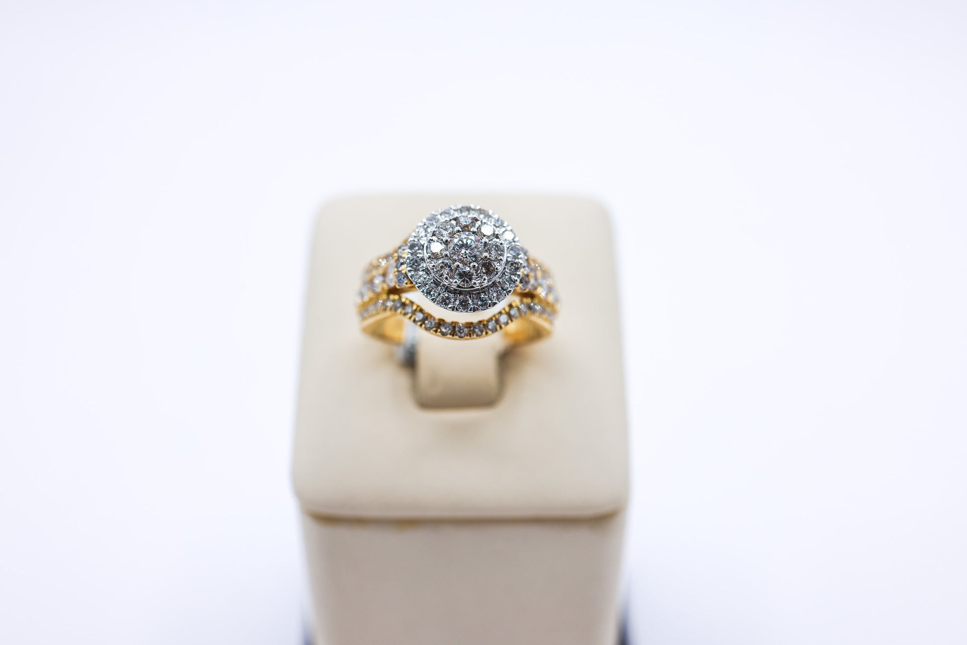 10K Yellow Gold 1.50CTW Diamond Cluster Halo Engagement Ring