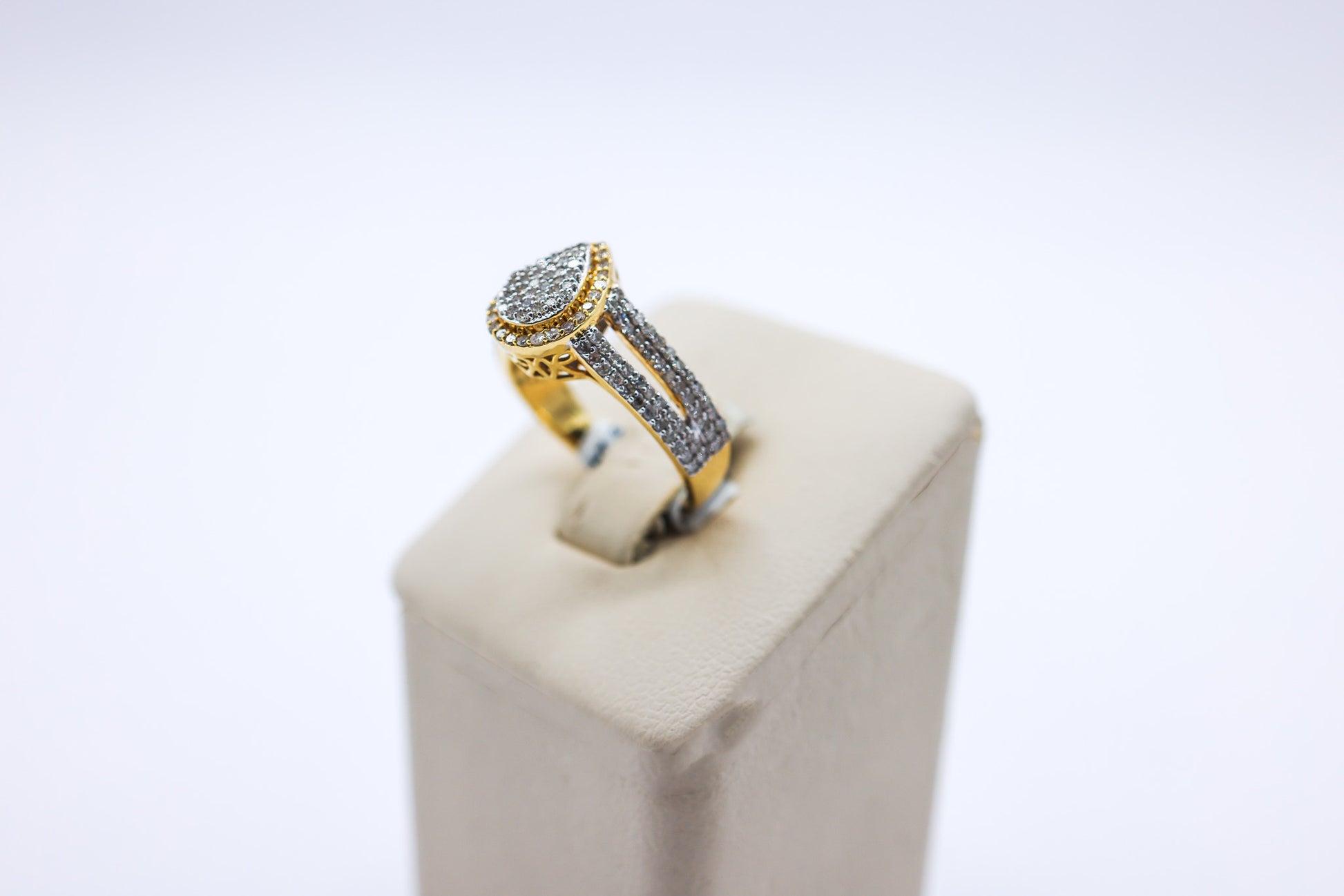 10K Gold 0.72 CTW Multi-Diamond Pear Frame Engagement Ring