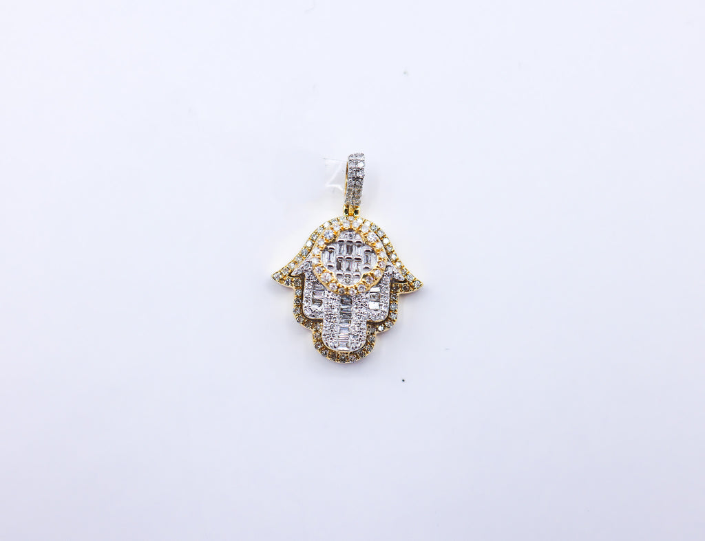 10K 0.44CT D-PENDANT SBAG/BAG/RDS "HAMSA HAND"