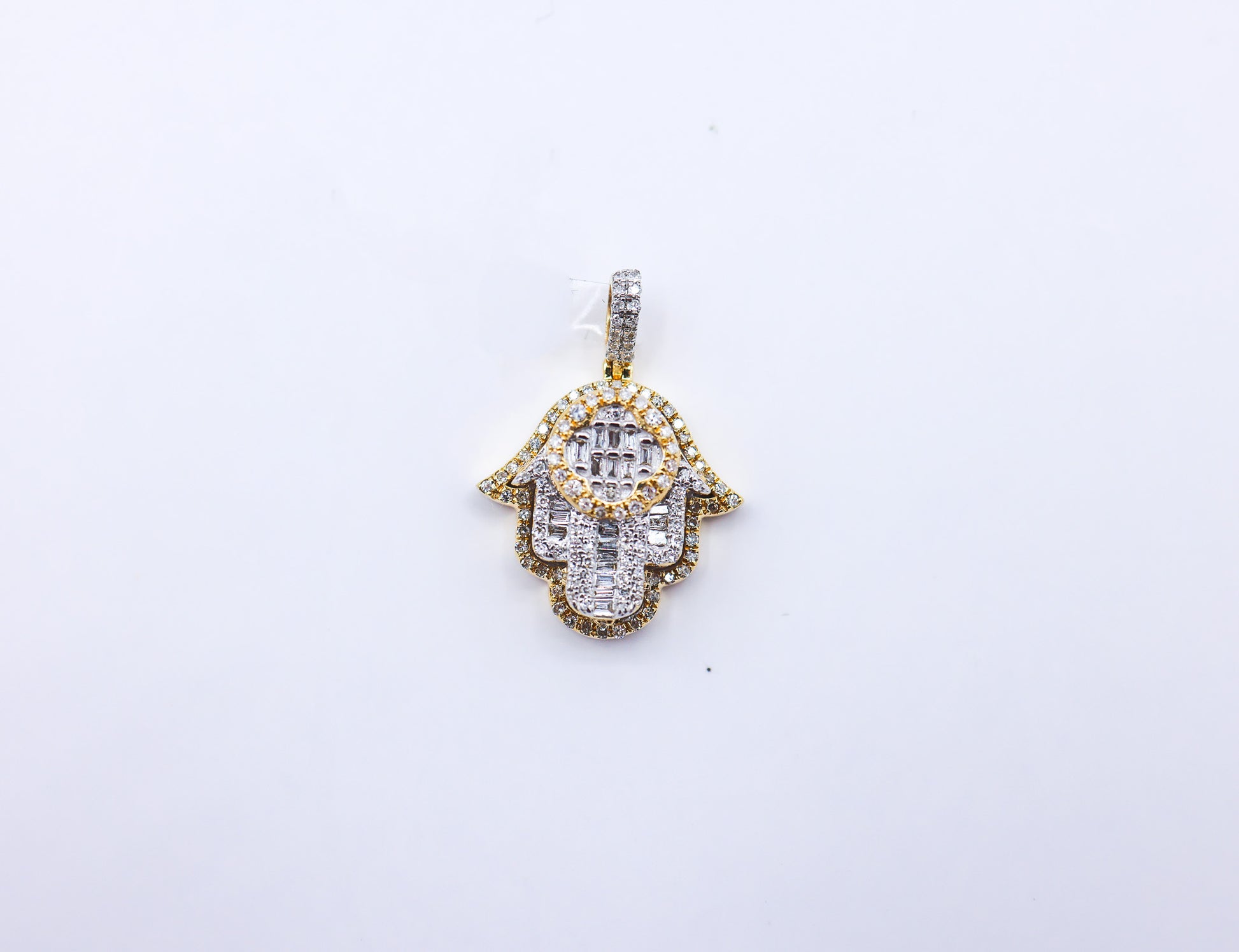 10K 0.44CT D-PENDANT SBAG/BAG/RDS "HAMSA HAND"