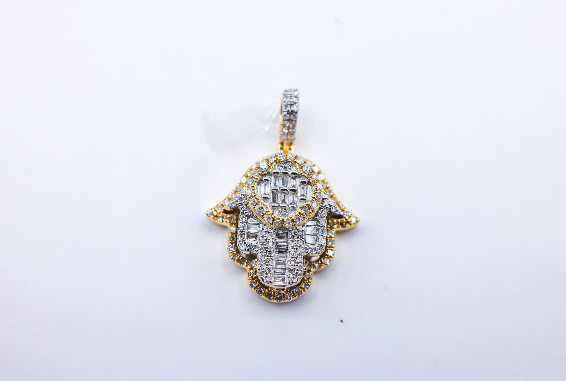 10K 0.44CT D-PENDANT SBAG/BAG/RDS "HAMSA HAND"