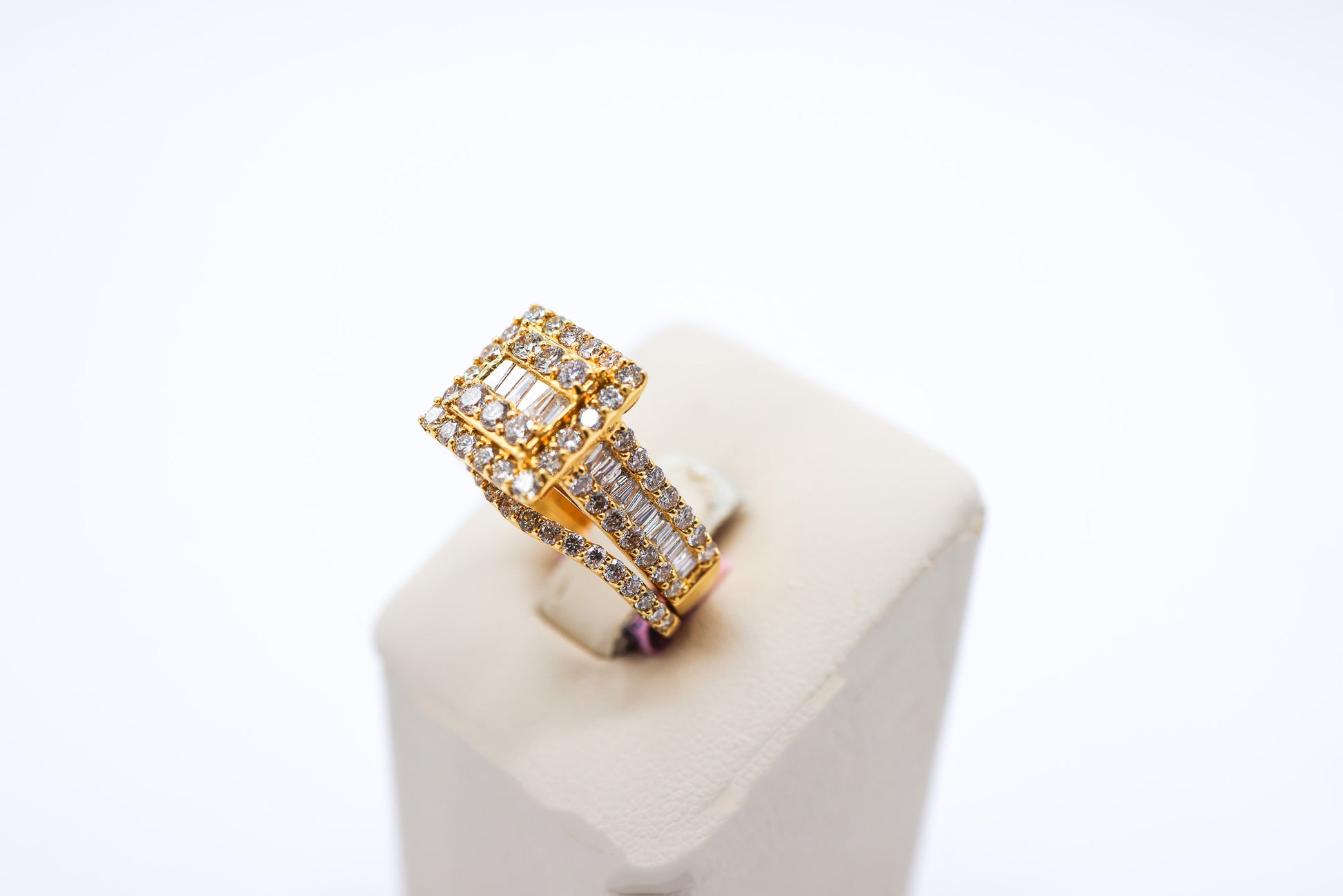 10K 2.38CT Rectangular Cluster Baguette Bridal Set