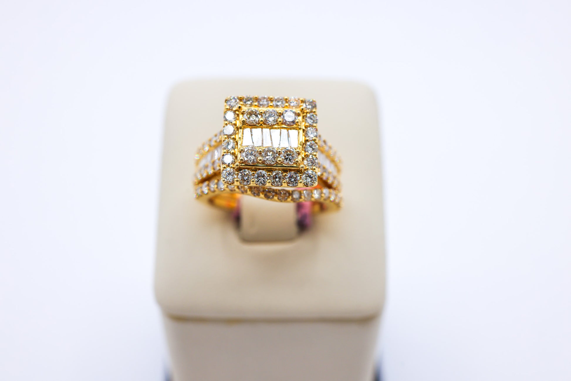 10K 2.38CT Rectangular Cluster Baguette Bridal Set