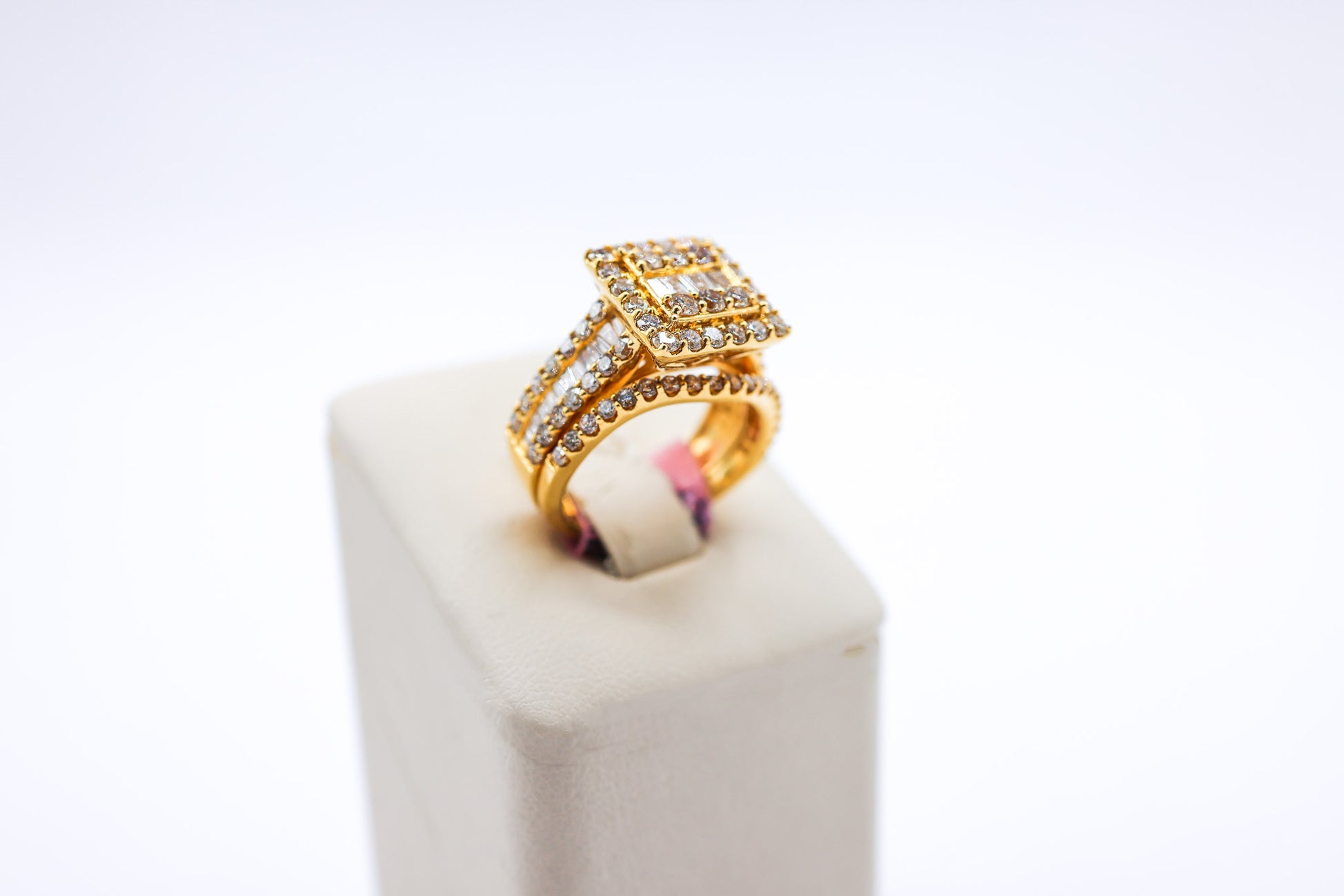 10K 2.38CT Rectangular Cluster Baguette Bridal Set