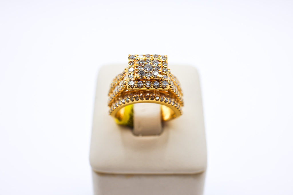 10K Gold 2.55CTW Multi-Diamond Custom Square Ladies Ring