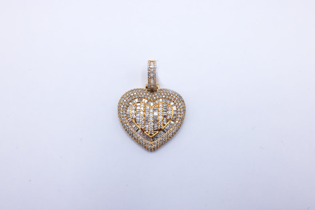 Heart Charm 10K Gold 3.38 CTW