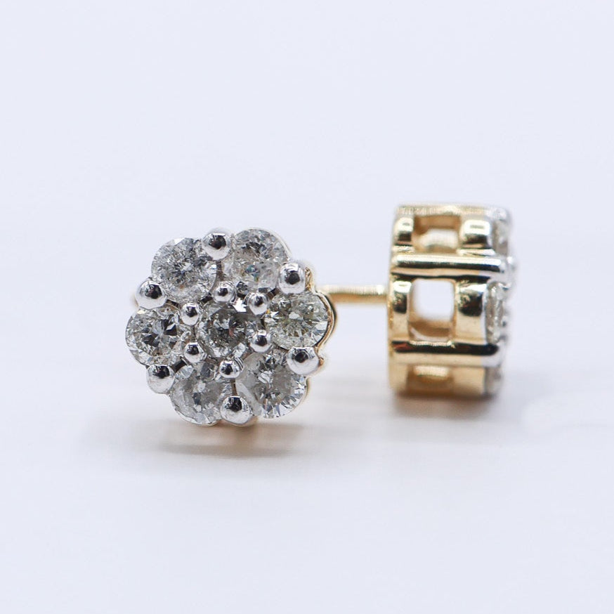 10K 0.72-0.79CT D-EARRING RDS 'FLOWER' PRONG SETTING