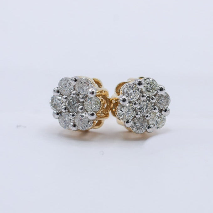 10K 0.72-0.79CT D-EARRING RDS 'FLOWER' PRONG SETTING