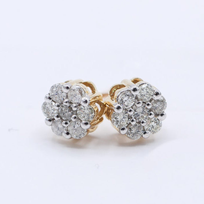 10K 0.72-0.79CT D-EARRING RDS 'FLOWER' PRONG SETTING