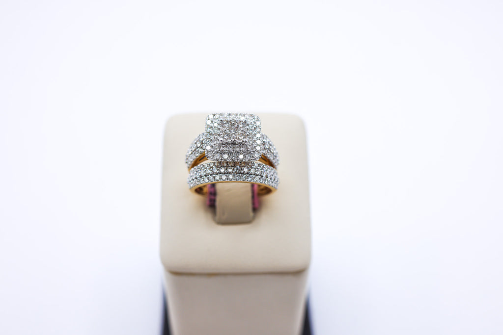 14K 2.09CTW Cushion-Cut Multi-Diamond Bridal Set