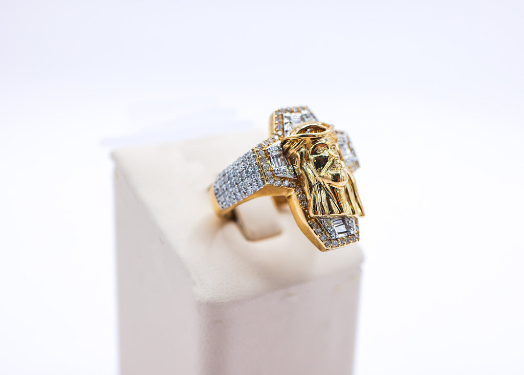 10K 1.14 CTW Jesus Head Cross Diamond Ring