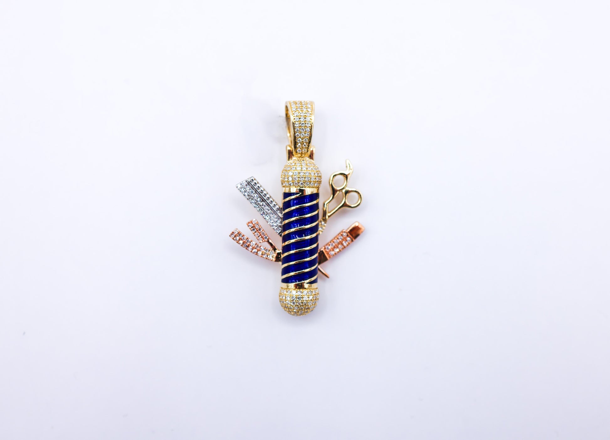 10K 0.46CT D-PENDANT RDS "BARBER POLE" MICRO PRONG