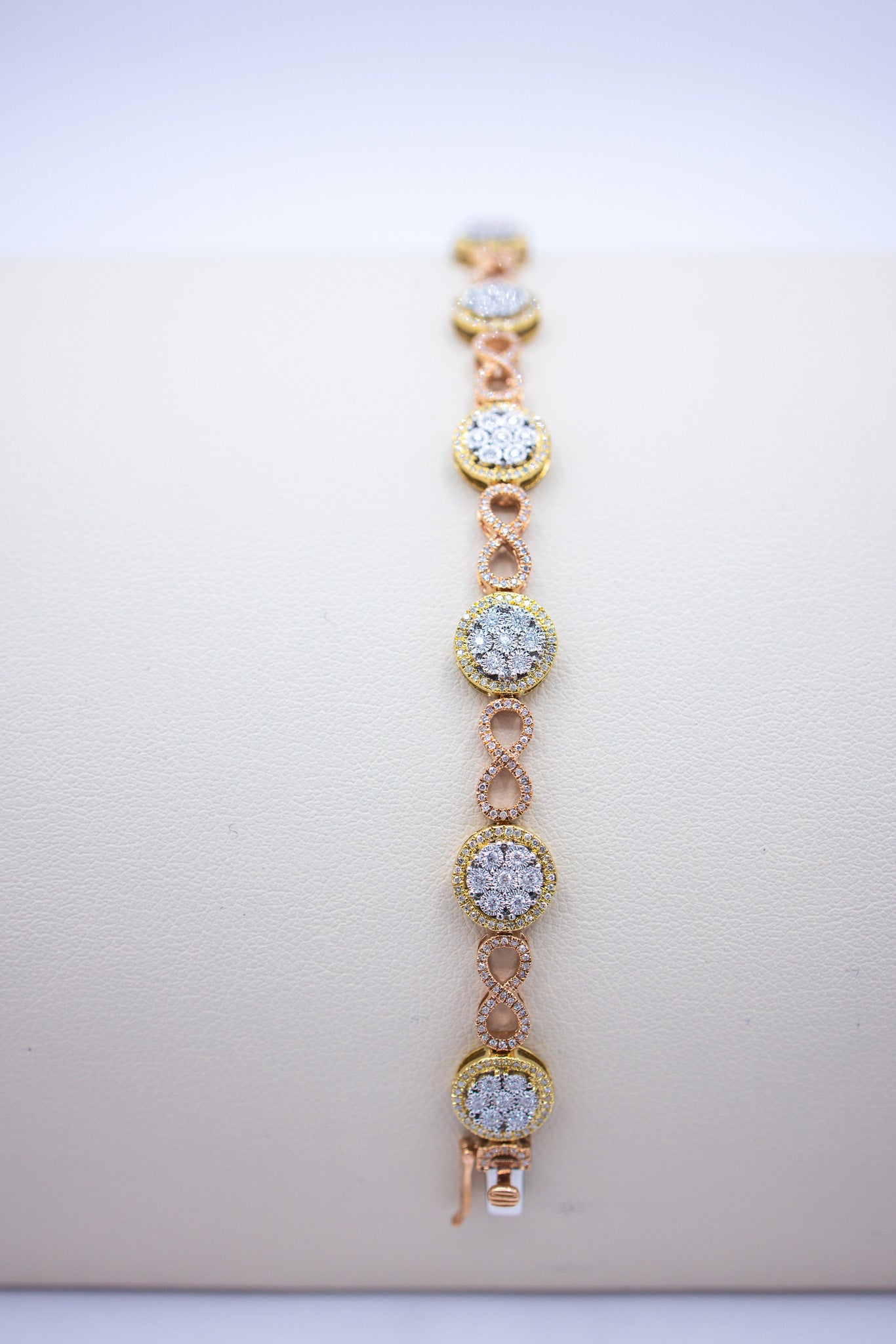 Rose Gold Flower Infinity Ladies Bracelet 10K Gold 1.17CTW