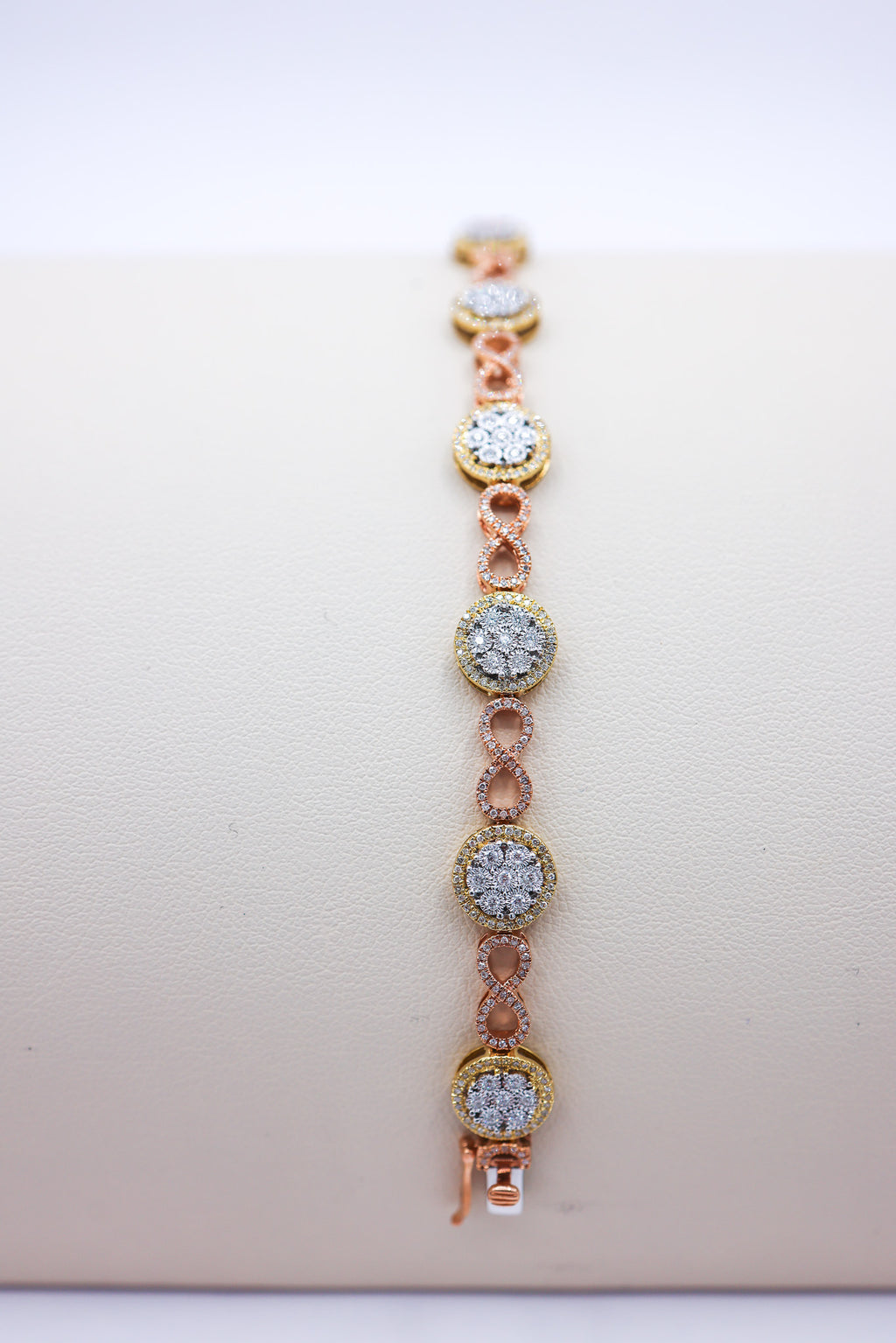 Rose Gold Flower Infinity Ladies Bracelet 10K Gold 1.17CTW