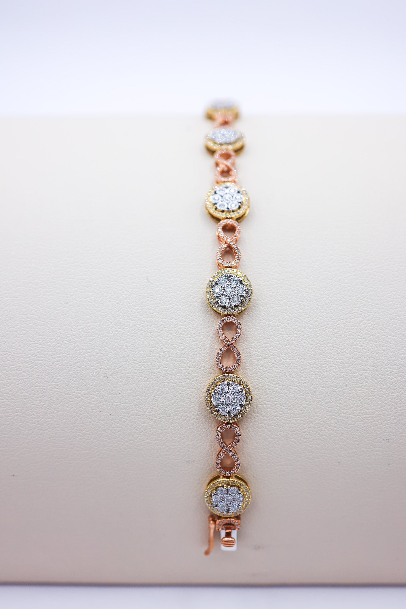 Rose Gold Flower Infinity Ladies Bracelet 10K Gold 1.17CTW