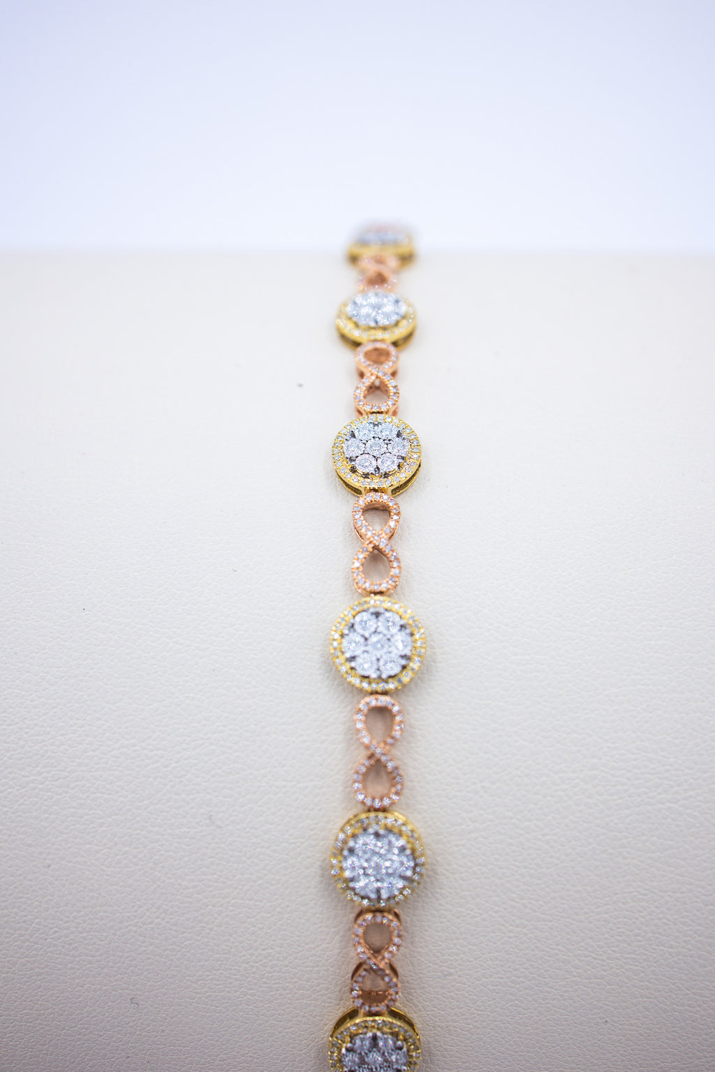 Rose Gold Flower Infinity Ladies Bracelet 10K Gold 1.17CTW