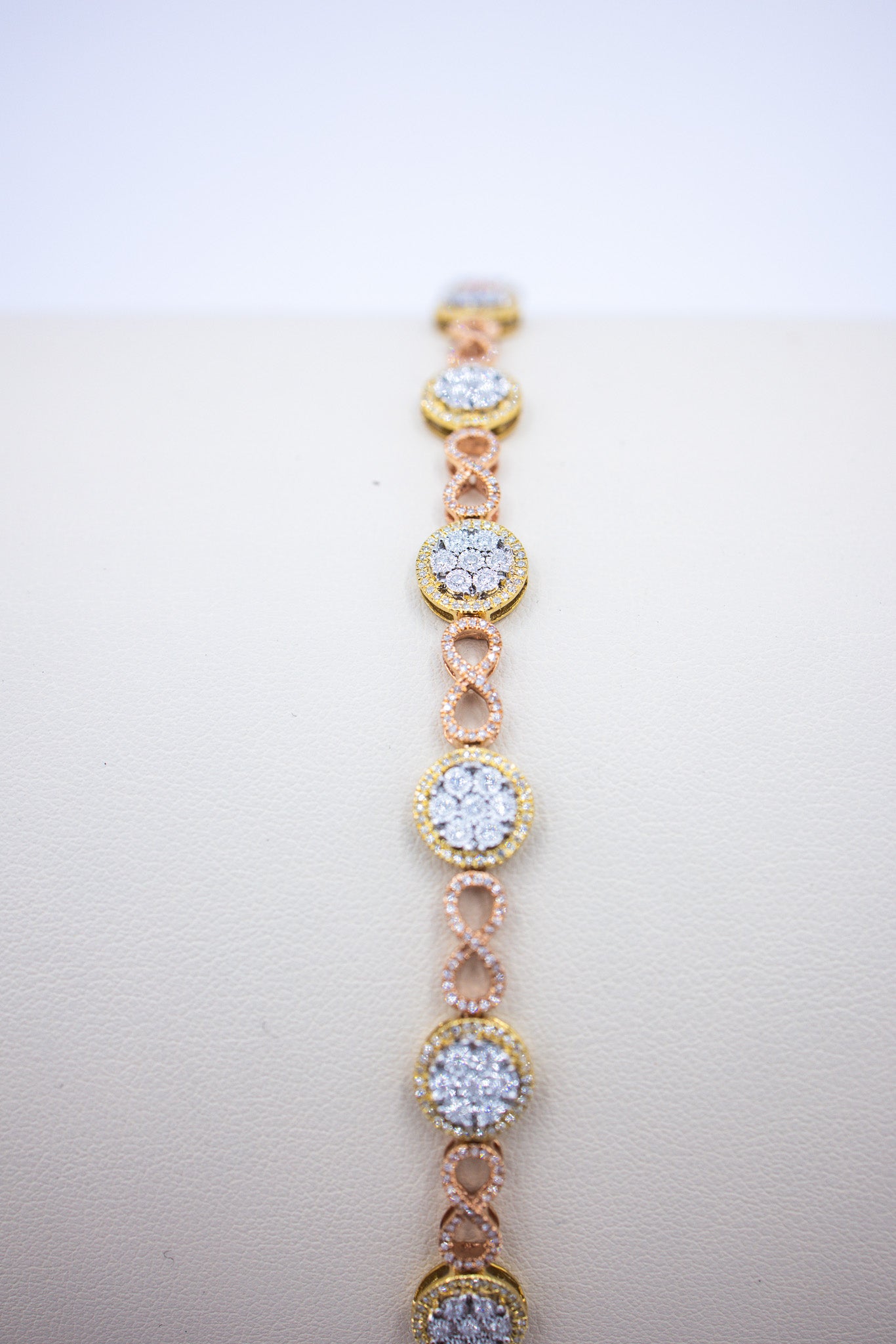 Rose Gold Flower Infinity Ladies Bracelet 10K Gold 1.17CTW